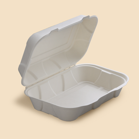 Caja ensalada ecológico y compostable de caña de azúcar. 23 x 15 cm con tapa de cierre hermético