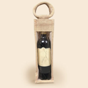 bolsa vino yute individual con ventana